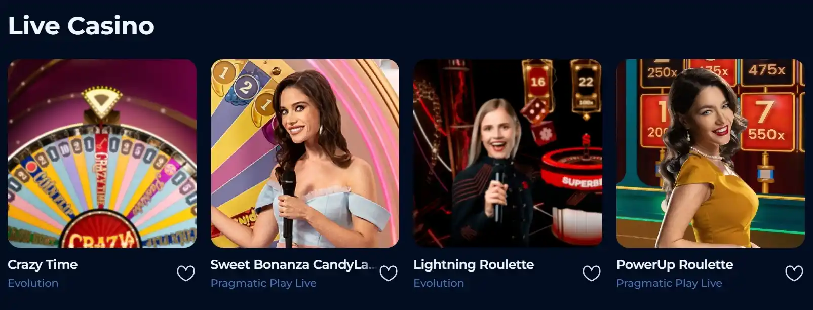 Live Casino Billionaire Spin - Crazy Time, Sweet Bonanza CandyLand, Lightning Roulette